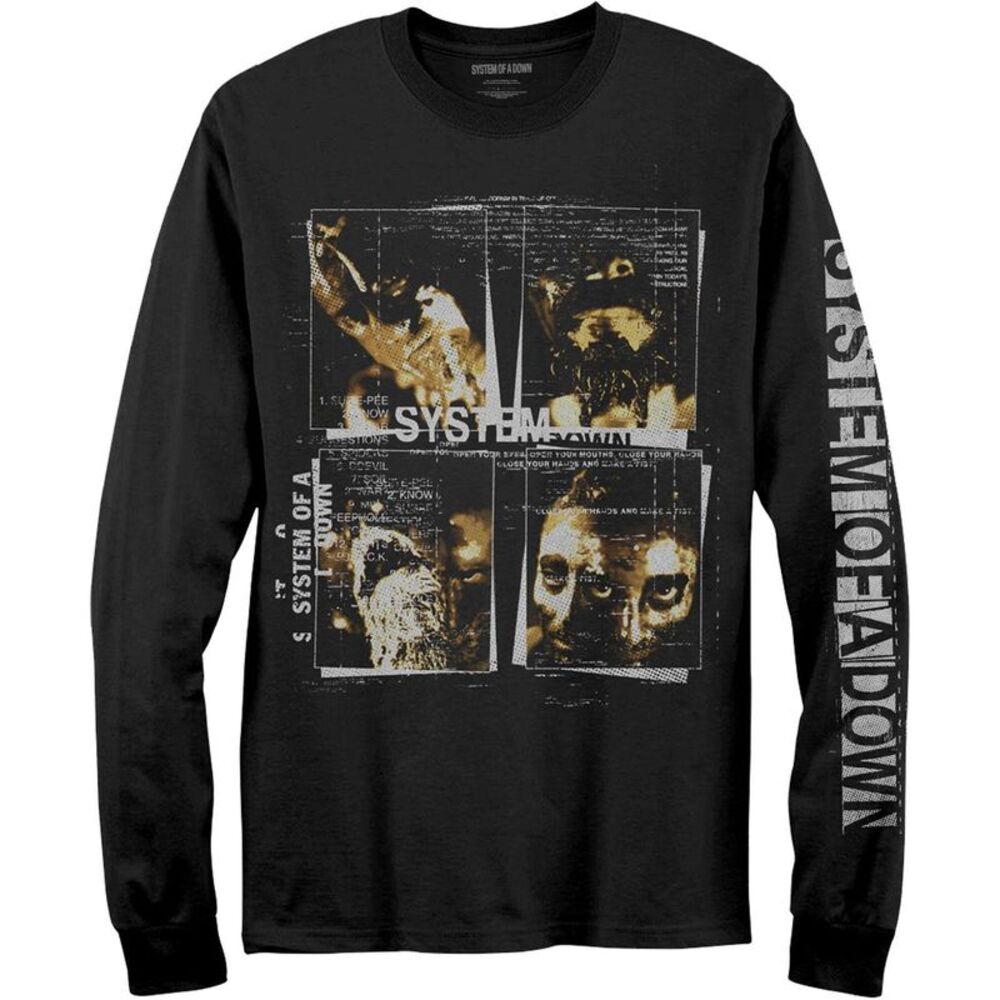 System Of A Down Unisex Adult Faces Long-Sleeved T-Shirt / Black